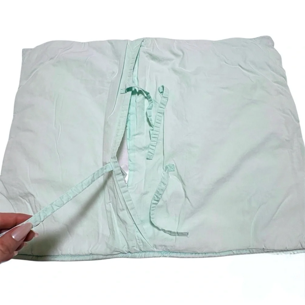 Pottery Barn Kids Quilted Sham Set 2 Mint Green Tufted Cotton Pillow Covers